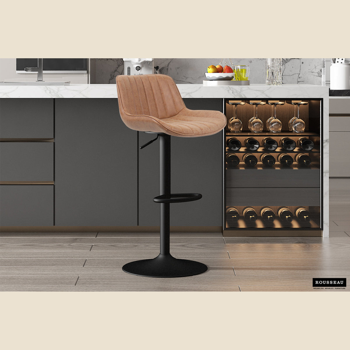 Tabouret de bar Fenna — PU vintage