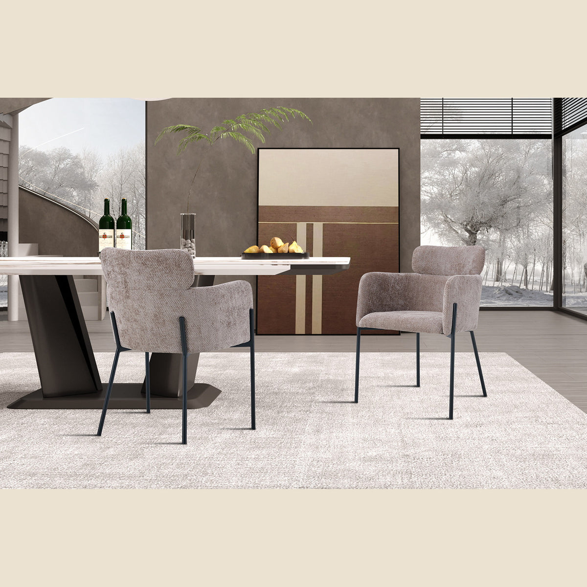 Chaise Naomi — Tissu, avec accoudoirs