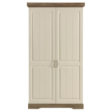Armoire 2 portes Ivette fermée, façades PORCELAINE et dessus TRUFFLE