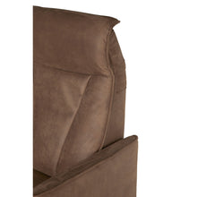 Fauteuil relax Levi en tissu brun foncé, détail des coutures