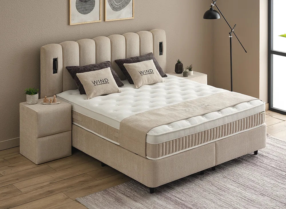 Lit Wind — Boxspring scandinave à coffres de rangement