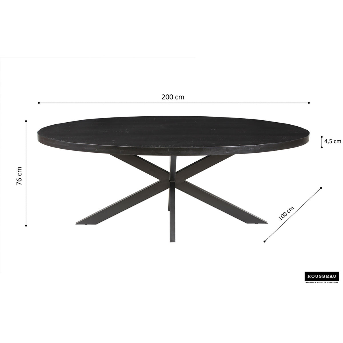 Table Alexa — Bois de manguier, ovale 200 cm