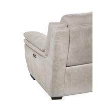 Vue arrière du canapé Kilimanjaro 3 places en tissu cappuccino, pieds bois foncé