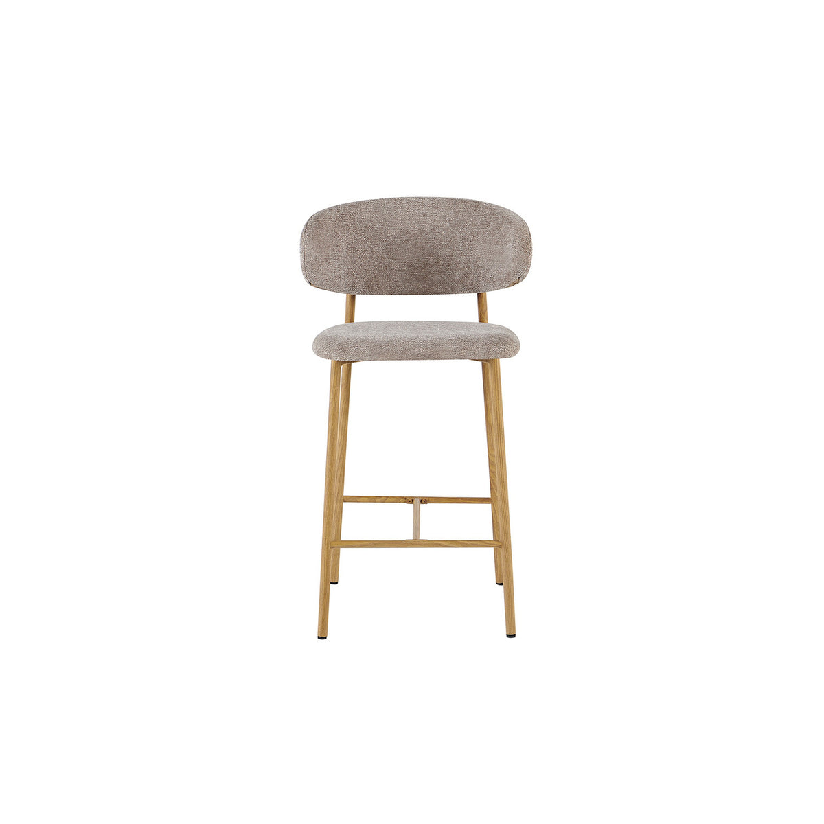 Chaise de comptoir Coco — Tissu chiné, pied naturel ou noyer