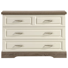 Commode Ivette 4 tiroirs, façades PORCELAINE et plateau TRUFFLE 