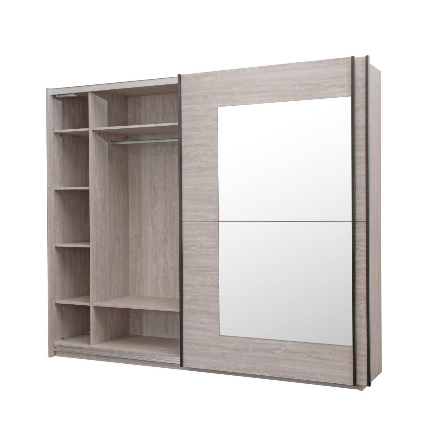 Intérieur armoire coulissante 200 cm Margot : étagères et tringle penderie, décor VALONIA