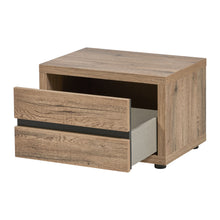 Chevet Olivia 2 tiroirs SCARLET OAK, tiroir supérieur ouvert en softclose