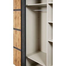 Intérieur armoire coulissante Pauline : penderie avec tringle et étagères latérales