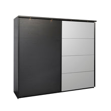 rmoire Rosie NOX 217 cm avec porte miroir coulissante, structure NOX et LED