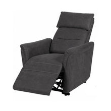 Fauteuil relax Mayenne en tissu dark grey, vue de trois-quarts, position relax déployée