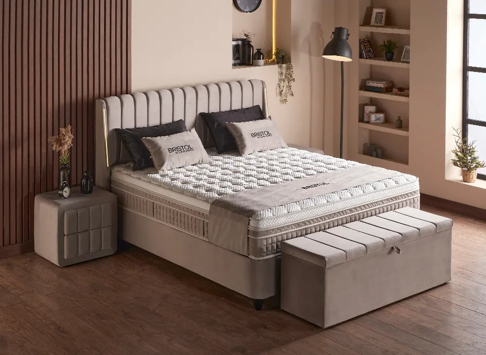 Lit Bristol — Boxspring à coffres de rangement