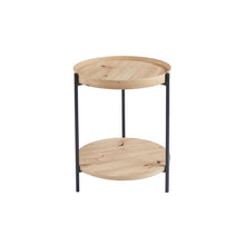 Table basse Dalina — Plateau rond, décor chêne vieilli