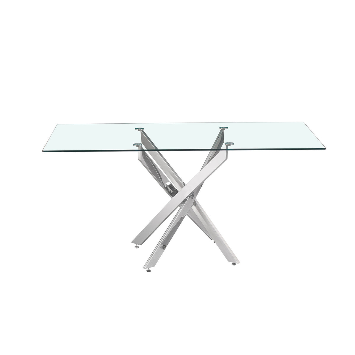 Table Lasi — Verre trempé, pieds chromés