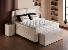 Lit Phoenix — Boxspring bouclé à coffres de rangement