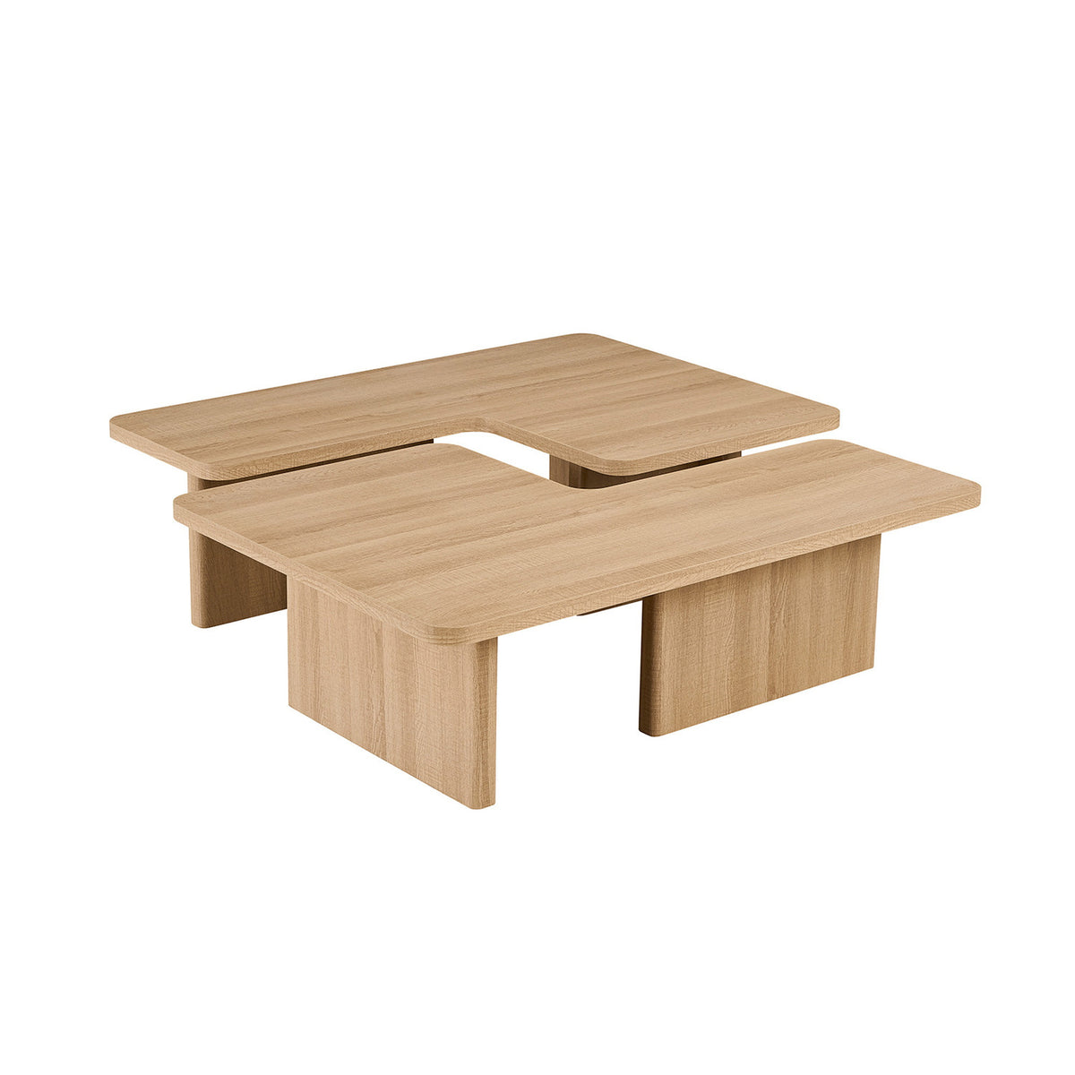 Table basse Arallo 120×120 — Travertin ou chêne