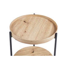Table basse Dalina — Plateau rond, décor chêne vieilli