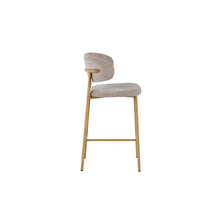 Chaise de comptoir Coco — Tissu chiné, pied naturel ou noyer