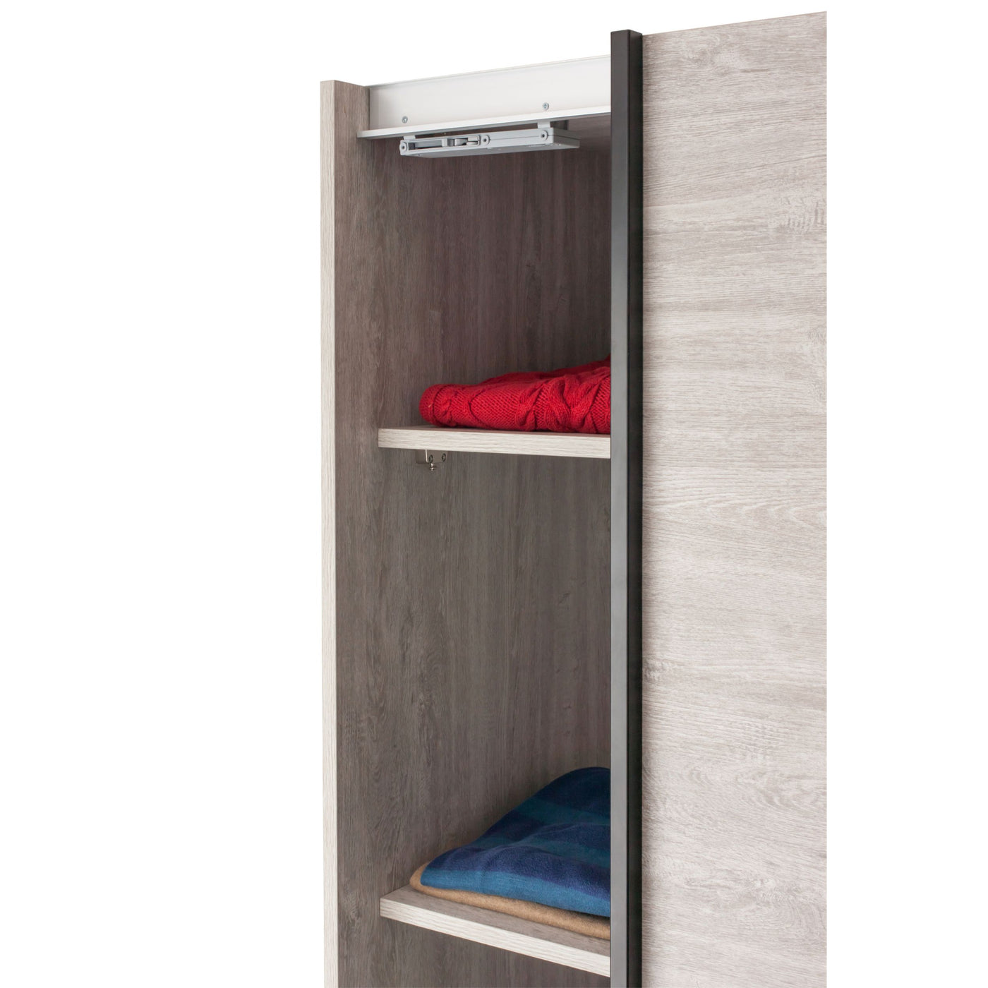 Colonne d'étagères intérieure de l'armoire Margot VALONIA avec pulls rangés