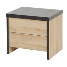 Chevet Phaedra 2 tiroirs : façade FRENCH OAK et plateau NOX 