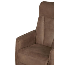Fauteuil relax Levi en tissu brun foncé, détail du tissu
