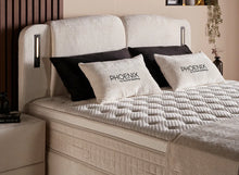 Lit Phoenix — Boxspring bouclé à coffres de rangement