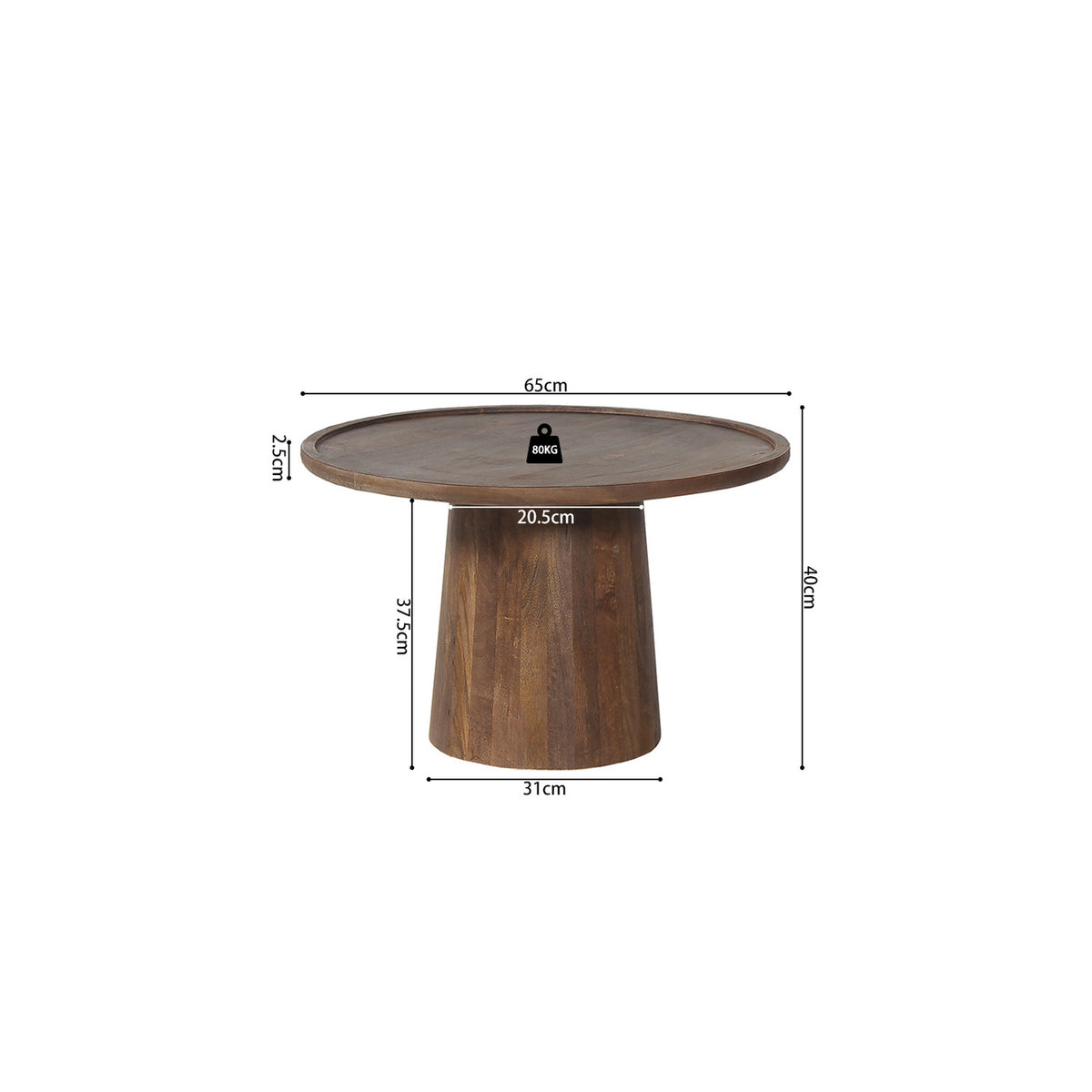 Table basse Jules — Ronde, bois de manguier