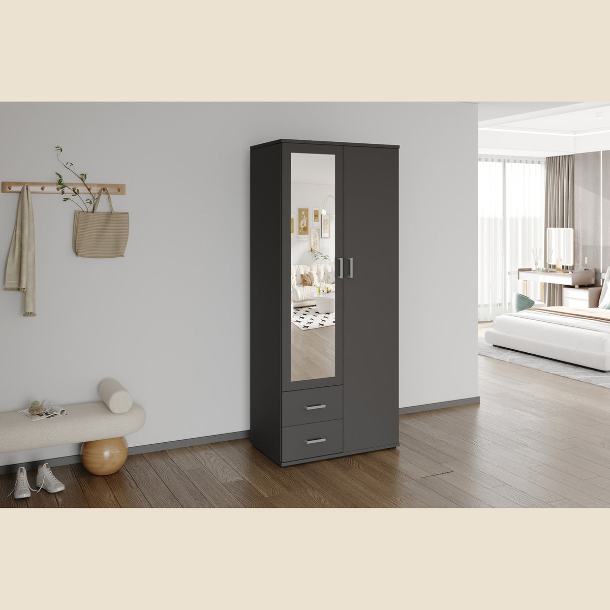 Armoire Marc — Portes battantes avec miroir