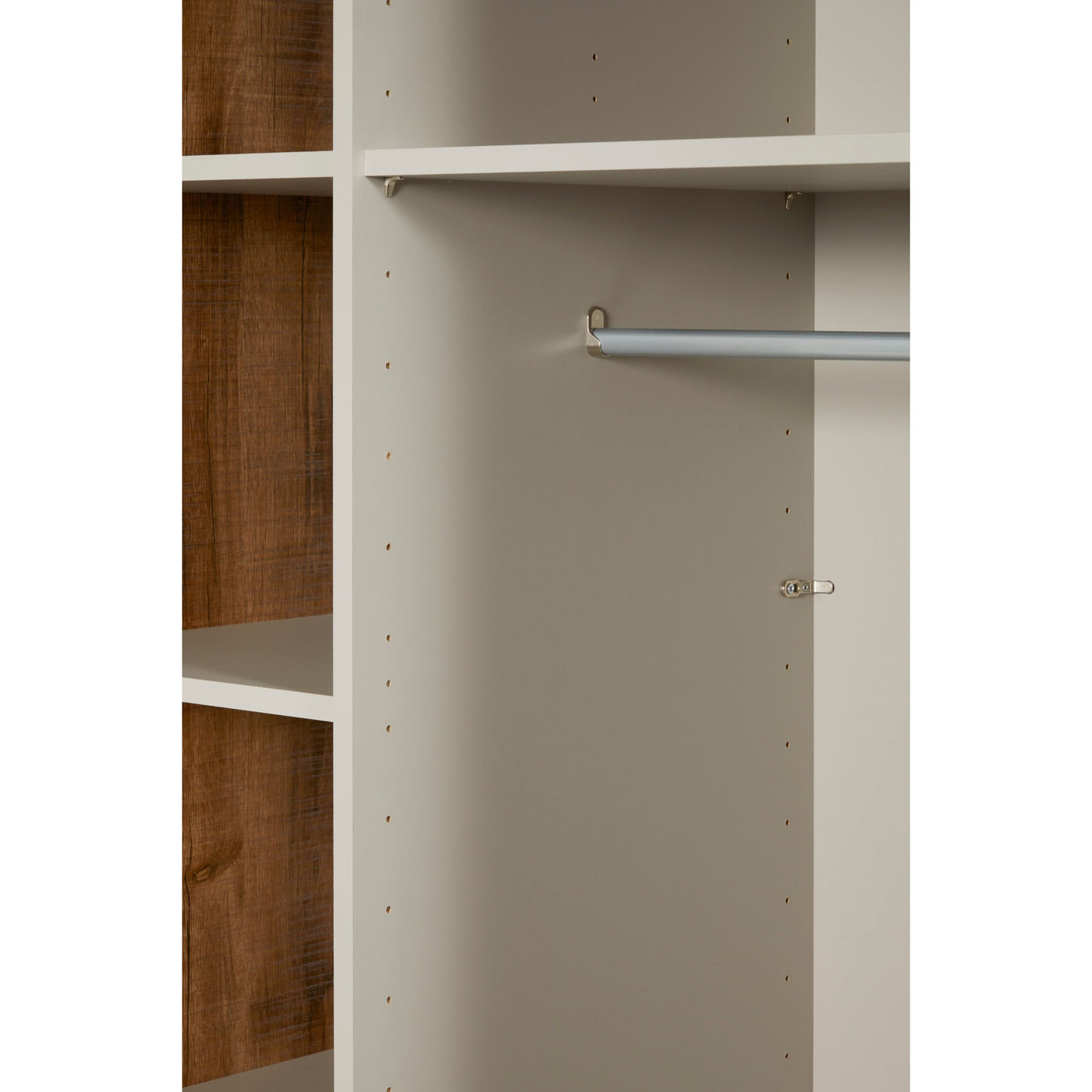 Intérieur armoire coulissante Pauline : penderie centrale avec tringle réglable