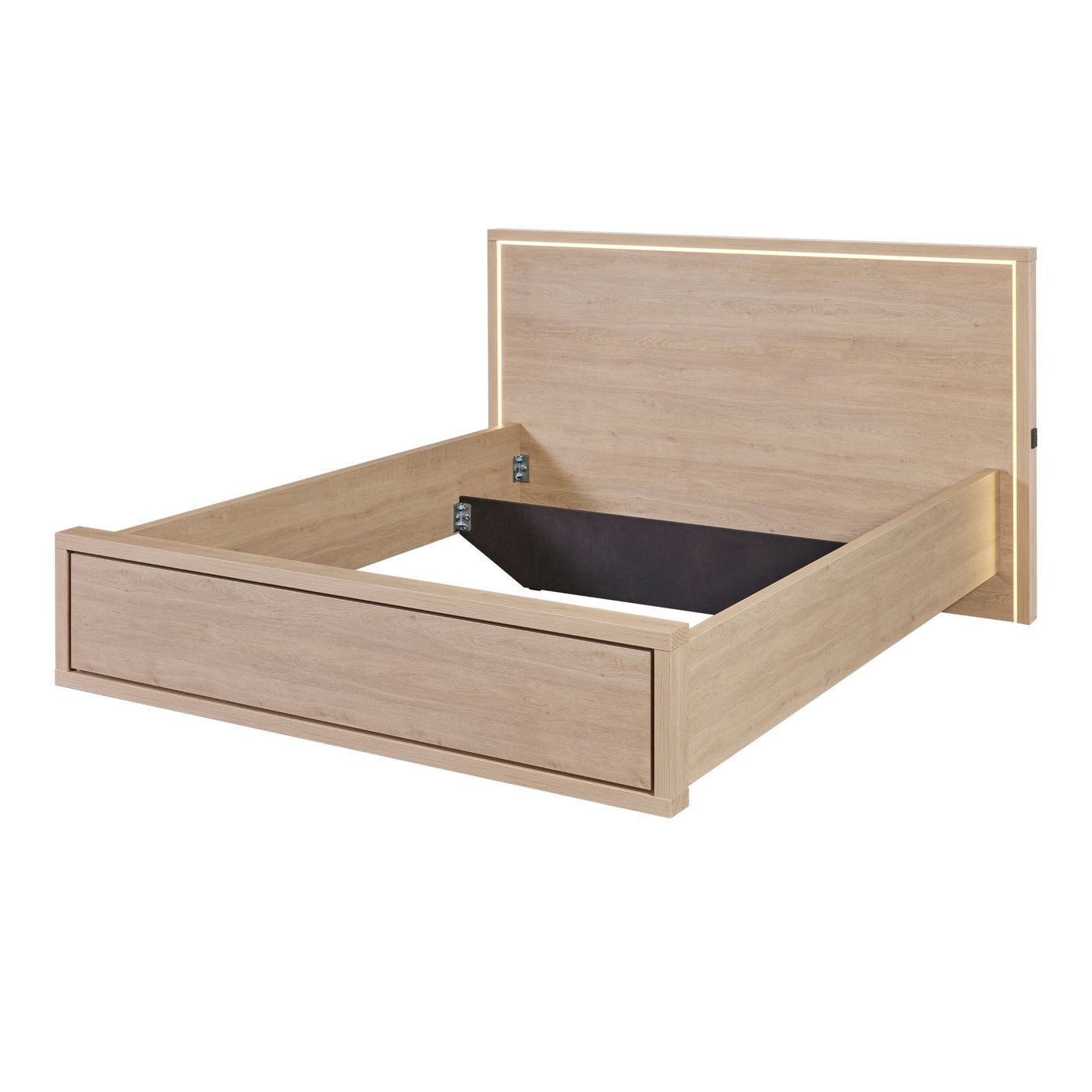 Structure du lit Udine URBAN OAK avec tête de lit à LED intégrée, sans matelas