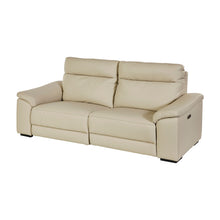 Canapé Mirabel 3 places en cuir Beige crème, relax fermé, vue de profil