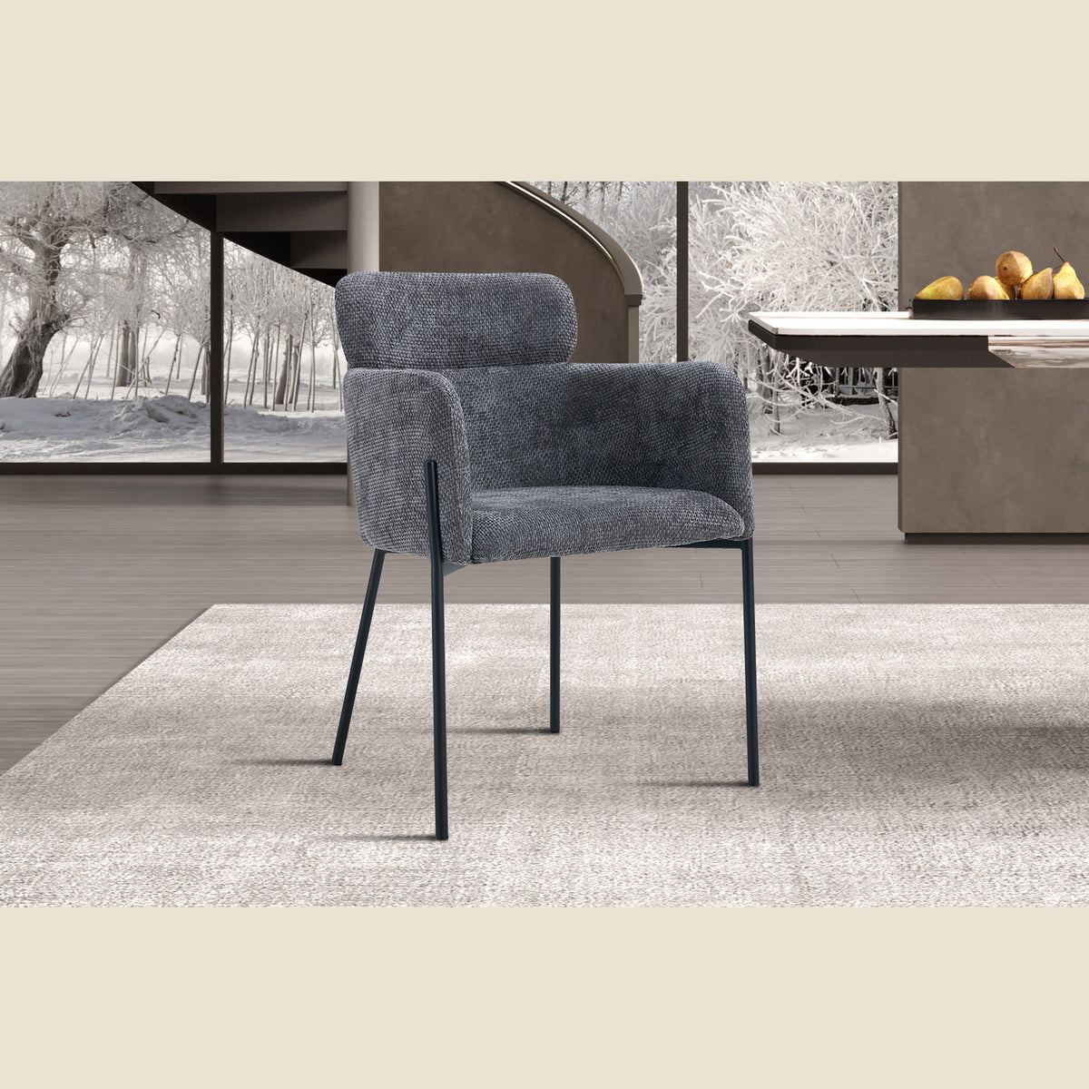 Chaise Naomi — Tissu, avec accoudoirs