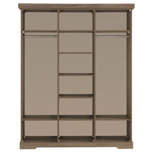 Intérieur de l'armoire 3 portes Ivette : penderies et étagères, décor TRUFFLE
