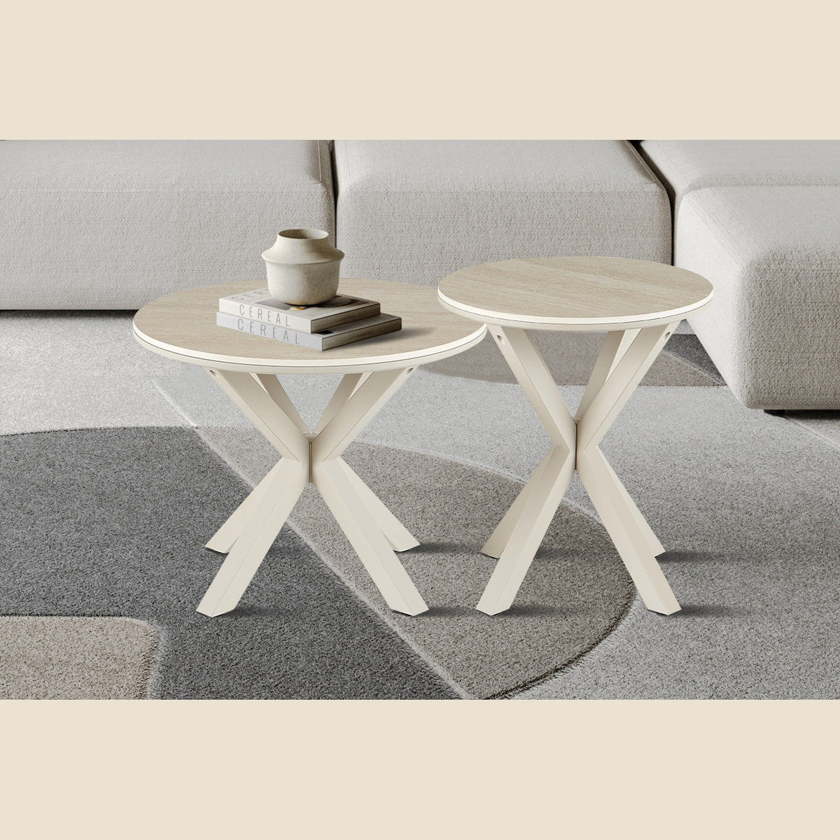 Table basse Noa — Aspect travertin