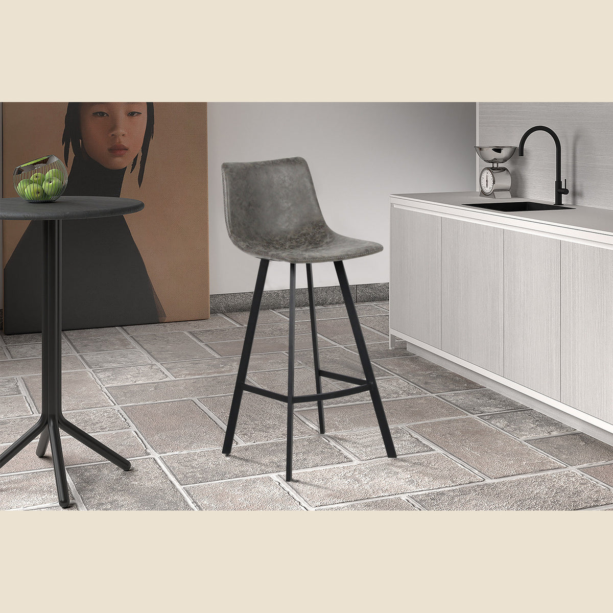 Tabouret de bar Ozan — PU vintage