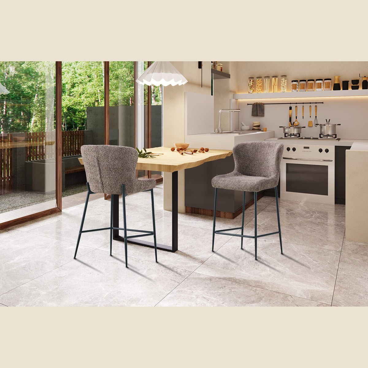 Chaise de comptoir Lisa — Bouclé