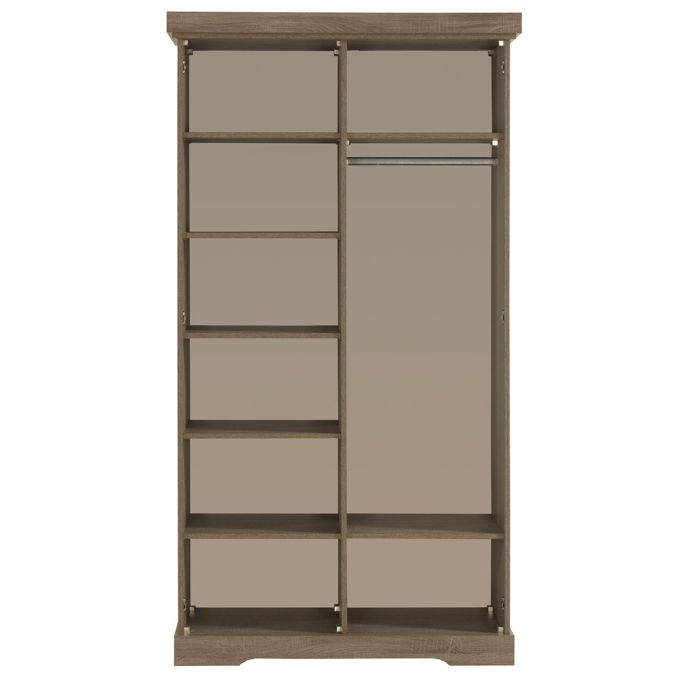 Intérieur de l'armoire 2 portes Ivette : étagères et penderie