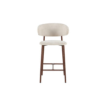 Chaise de comptoir Coco — Tissu chiné, pied naturel ou noyer