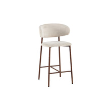 Chaise de comptoir Coco — Tissu chiné, pied naturel ou noyer