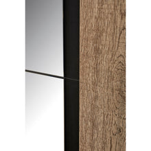 Détail panneau miroir et cadre SCARLET OAK de la porte coulissante, profilé noir mat