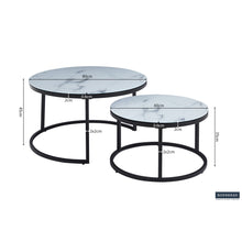 Tables basses gigognes Boston — Verre décor marbre