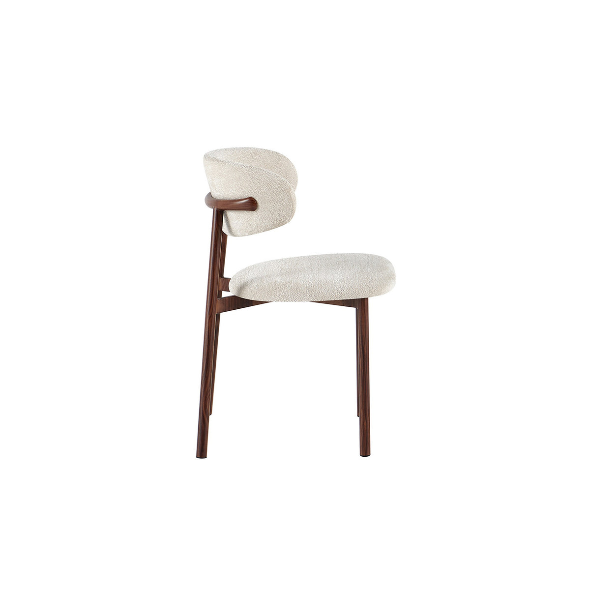 Chaise Coco — Tissu chiné, pied naturel, noyer ou gris