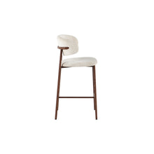 Chaise de comptoir Coco — Tissu chiné, pied naturel ou noyer