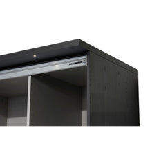 Rail coulissant aluminium de l'armoire Rosie NOX avec spot LED intégré sous plateau NOX 