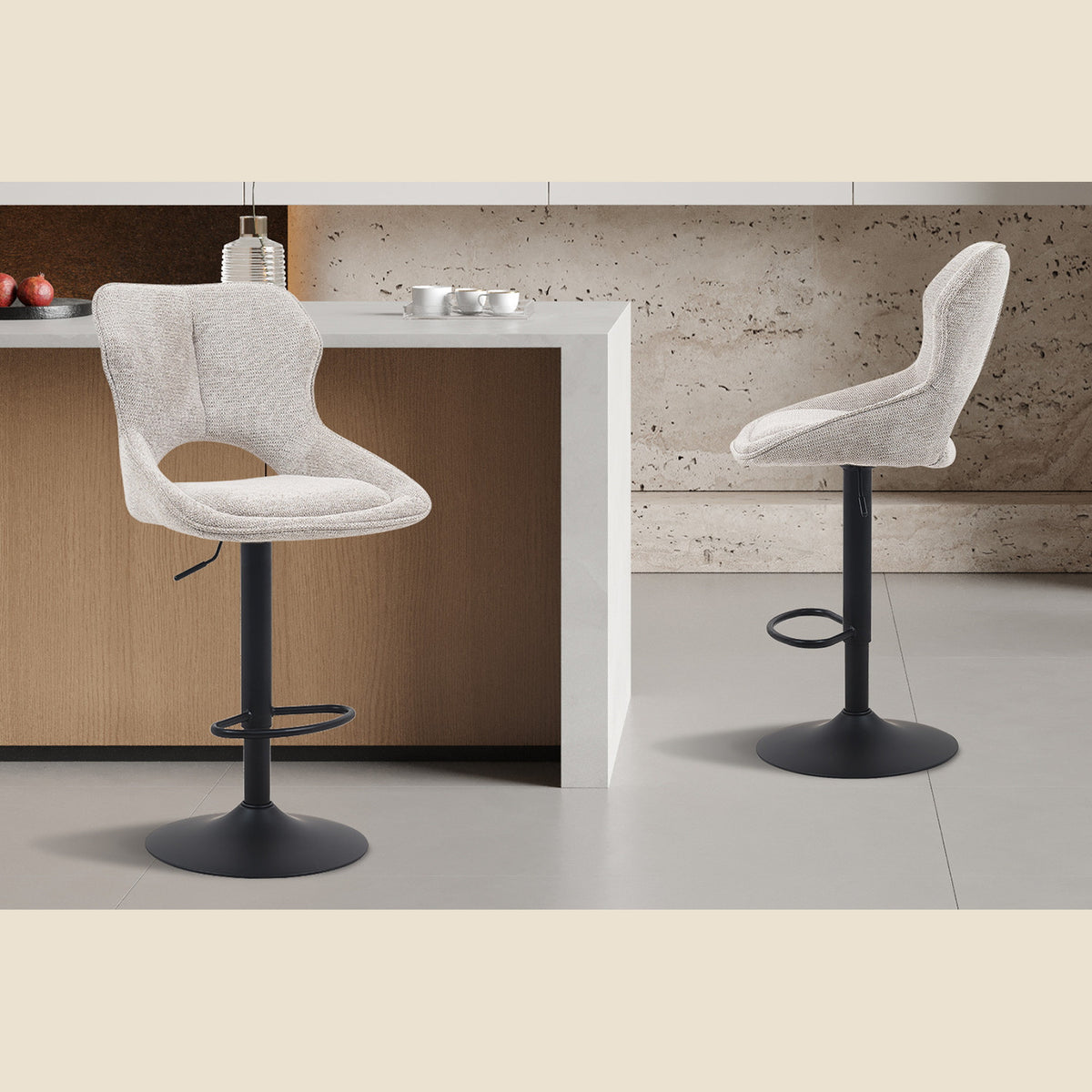 Chaise de bar Mori — Tissu, hauteur réglable