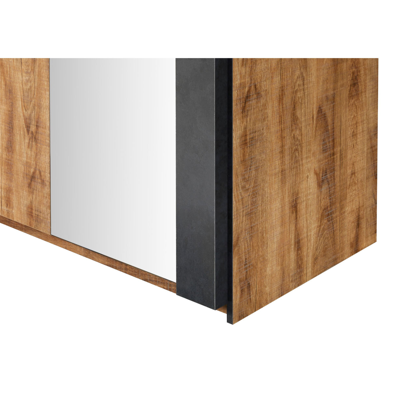 Angle inférieur armoire Pauline : miroir latéral et base DARK STONE