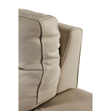 Dossier du canapé Mirabel cuir Beige — surpiqûres verticales et mousse rembourrée 
