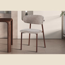 Chaise Coco — Tissu chiné, pied naturel, noyer ou gris