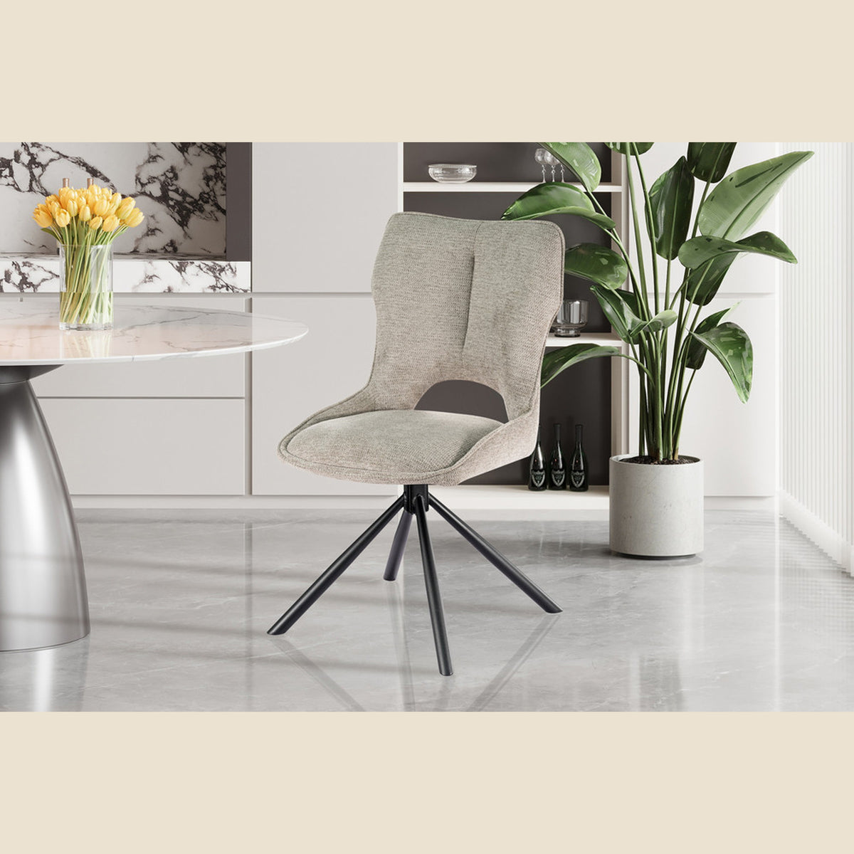Chaise Mori — Tissu, pivotante