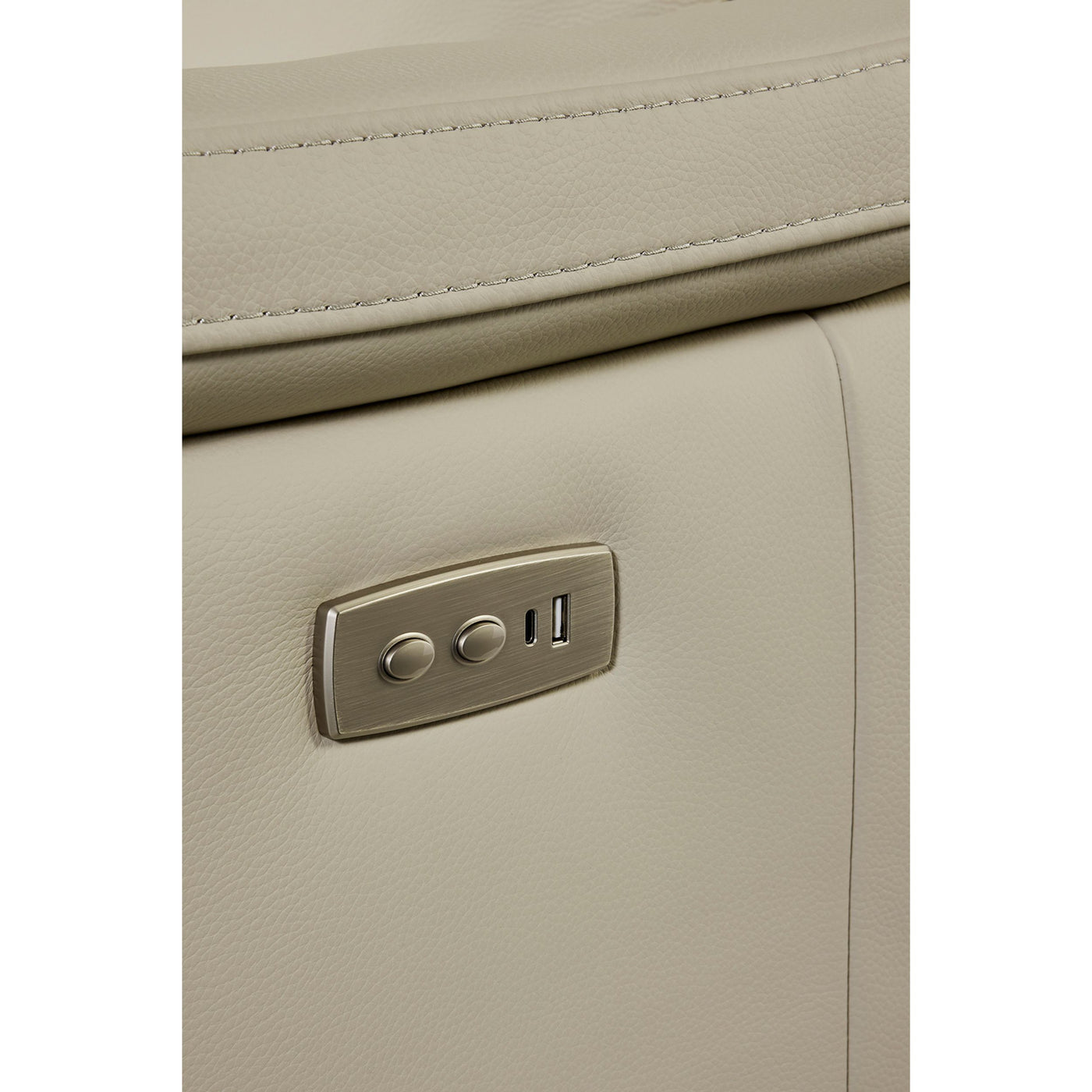 Panneau de commande relax électrique avec port USB-C intégré — canapé Mirabel cuir Beige