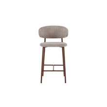 Chaise de comptoir Coco — Tissu chiné, pied naturel ou noyer